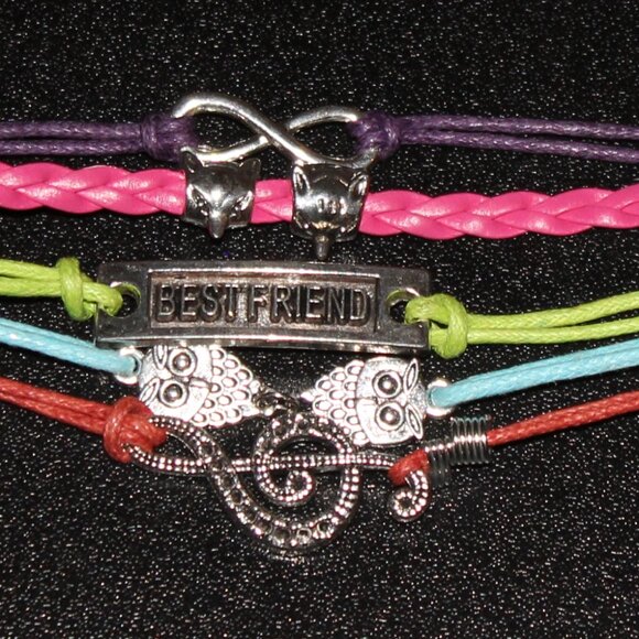 Best Friend Pastel Rainbow Charm Stack Bracelet - Picture 4 of 7